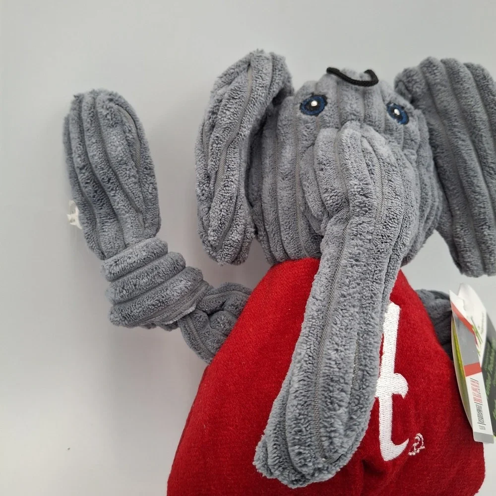 Alabama Crimson Tide HuggleHounds Tuffut Tech Elephant Dog Toy Plush Red Gray NW
